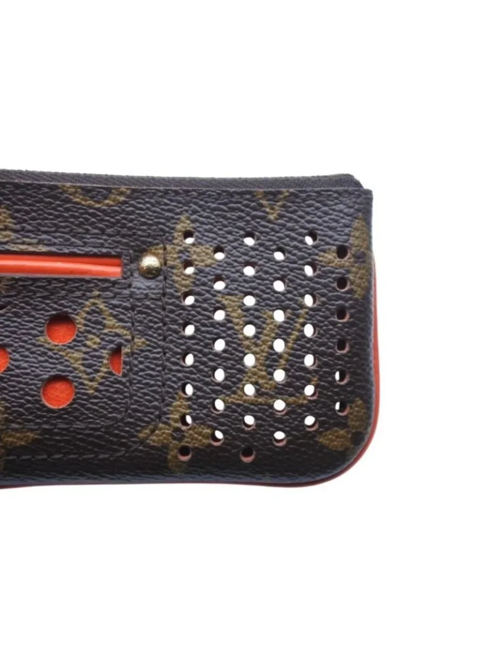 Louis Vuitton Pochette Cles Coin Purse Monogram Perfo Leather Orange